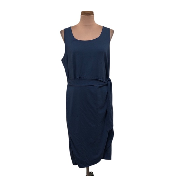 Pact Soirée Easy Wrap Dress Size XXL Blue Organic Cotton - Picture 1 of 10